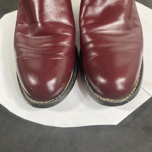 Women's 6B Vintage Justin Burgundy Roper, Mid-Calf Cowboy Boots, Made in the USA - Picture 5 of 9